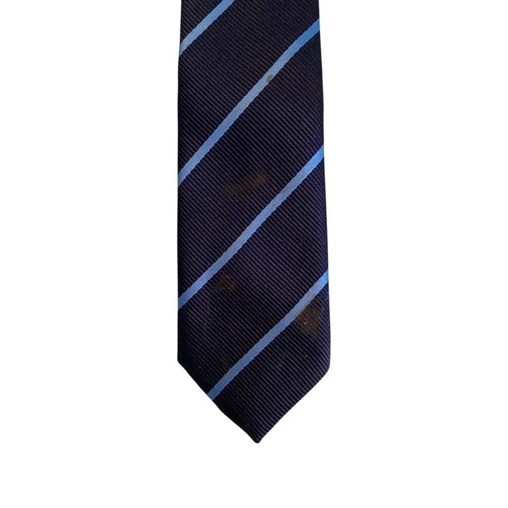 The Childrens Place Boys Navy Blue Light Blue Striped Clip On Tie 6-18 Months